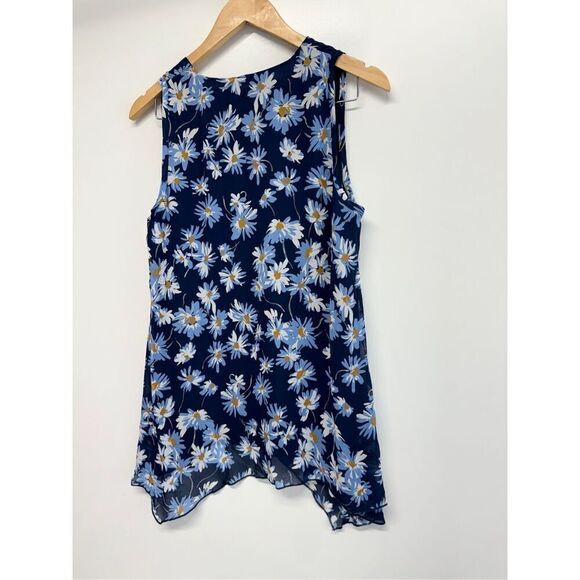 Karen Kane Tank Top Floral Size Small Blue Uneven Hem Pullover NEW - Picture 6 of 11